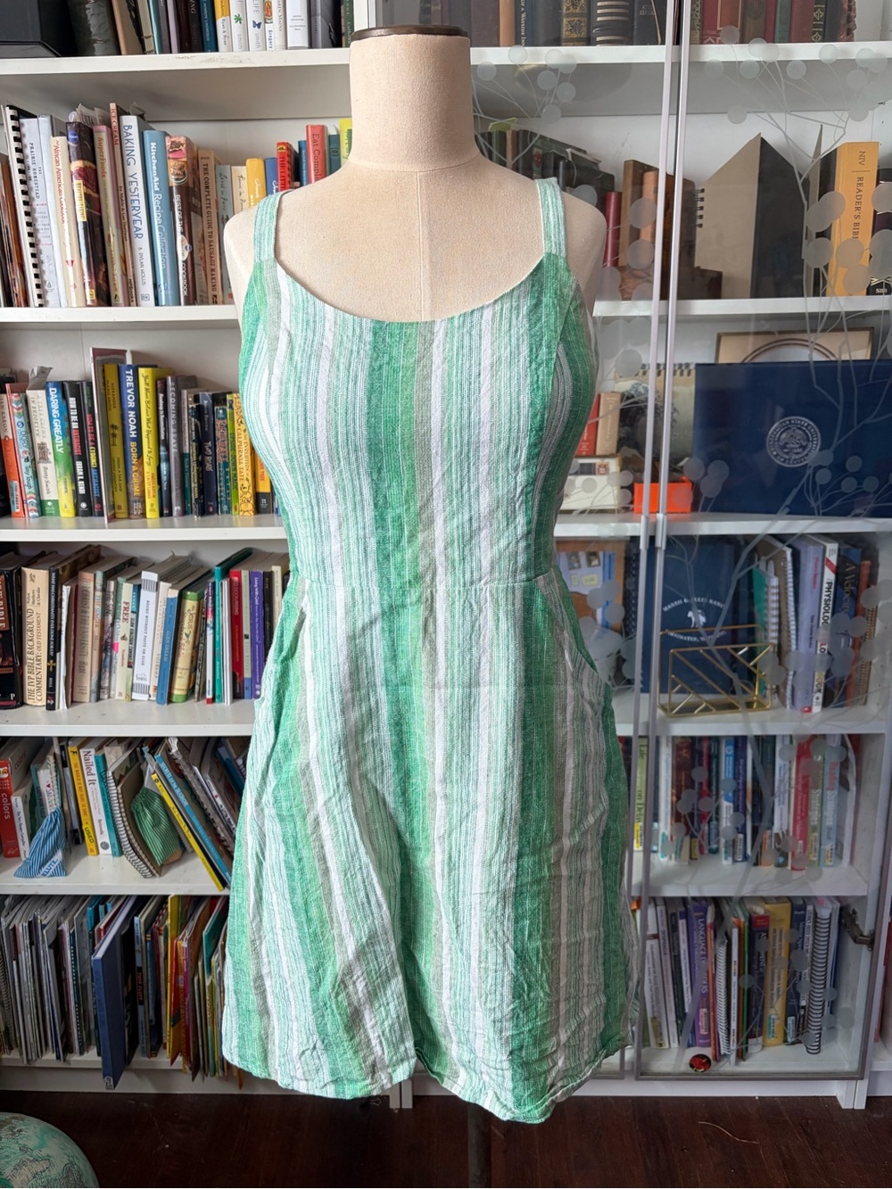 Green stripe summer sundress